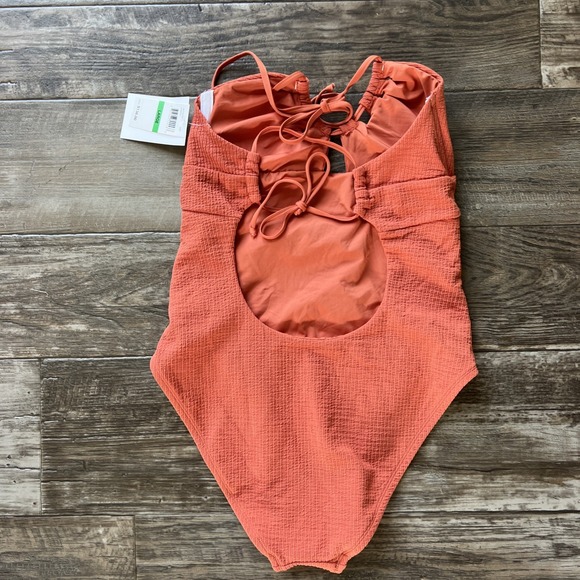 BECCA PUCKER UP CANICE CUTOUT RIBBED ONE PIECE SWIMSUIT Size Large L‎ - Picture 3 of 6